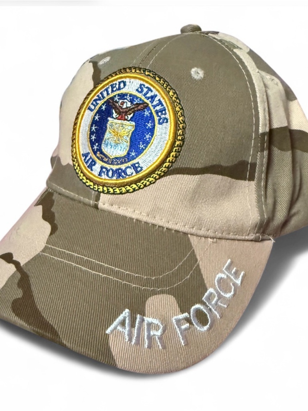 Camo 'Air Force' Baseball Cap with Embroidered Seal